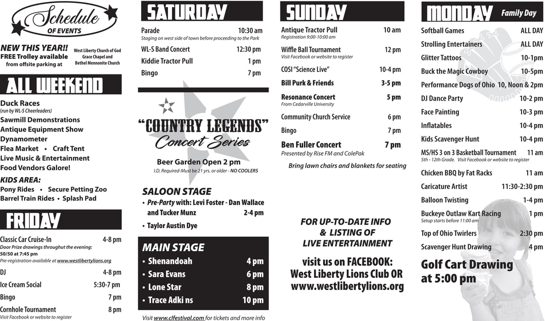 2023 West Liberty Labor Day Festival Schedule of Events
